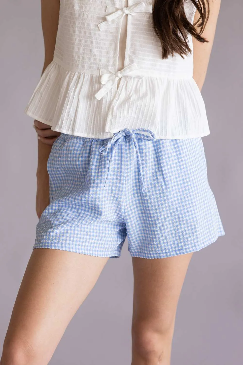 Gingham Boxer Shorts for Women in Blue | DZ25A957-BLUE sold by Glik’s product image thumbnail 4
