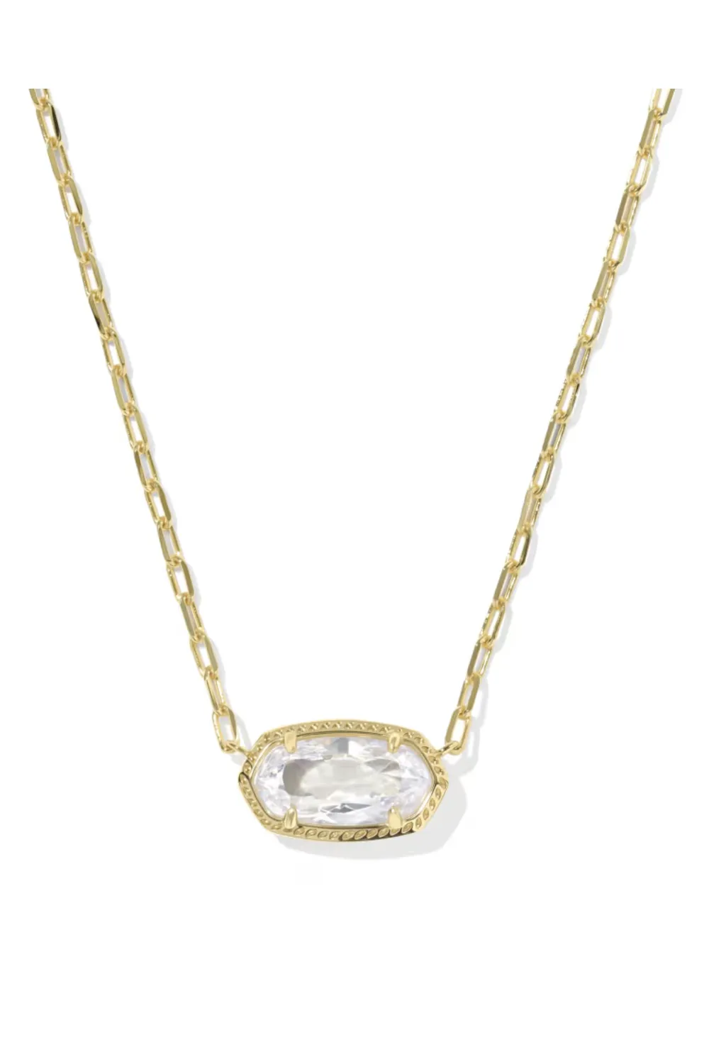Kendra Scott Elisa Luxe Gold Short Pendant Necklace in White CZ | 9608890997 sold by Glik’s