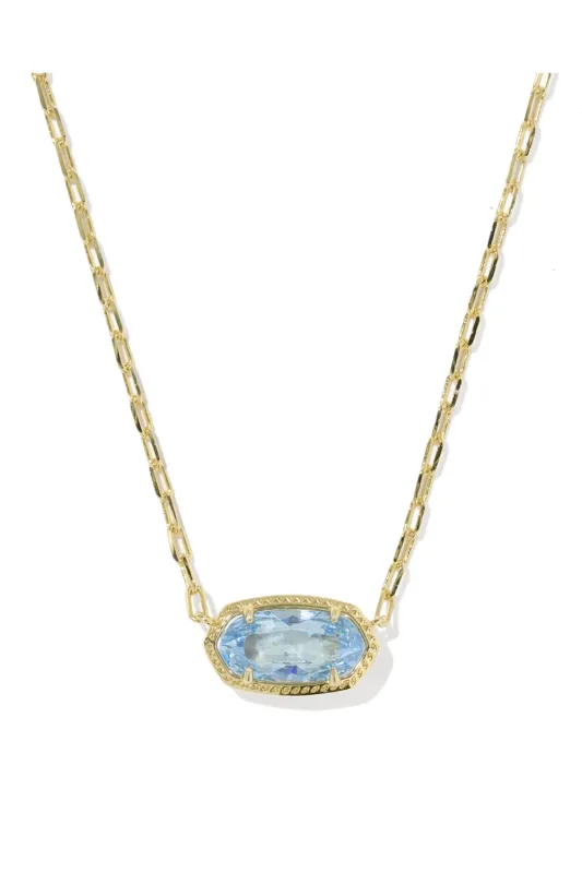 Kendra Scott Elisa Luxe Gold Short Pendant Necklace in Light Blue CZ | 9608890942 made by Kendra Scott