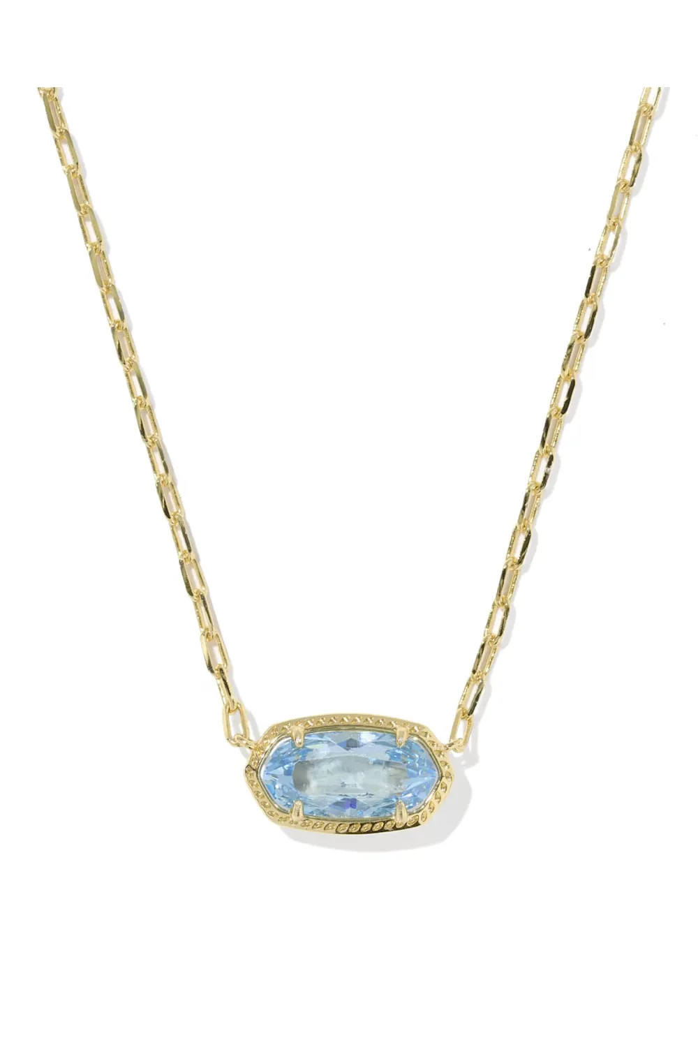 Kendra Scott Elisa Luxe Gold Short Pendant Necklace in Light Blue CZ | 9608890942 sold by Glik’s