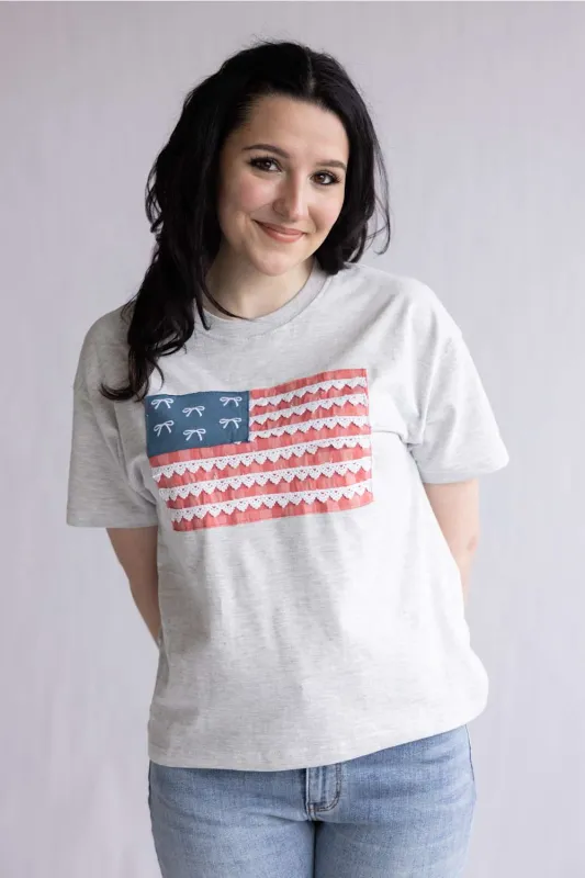 Simply Southern USA Applique T-Shirt for Women in Light Heather | PP-0126-TEE-USA-APPL-LGHTR made by Simply Southern