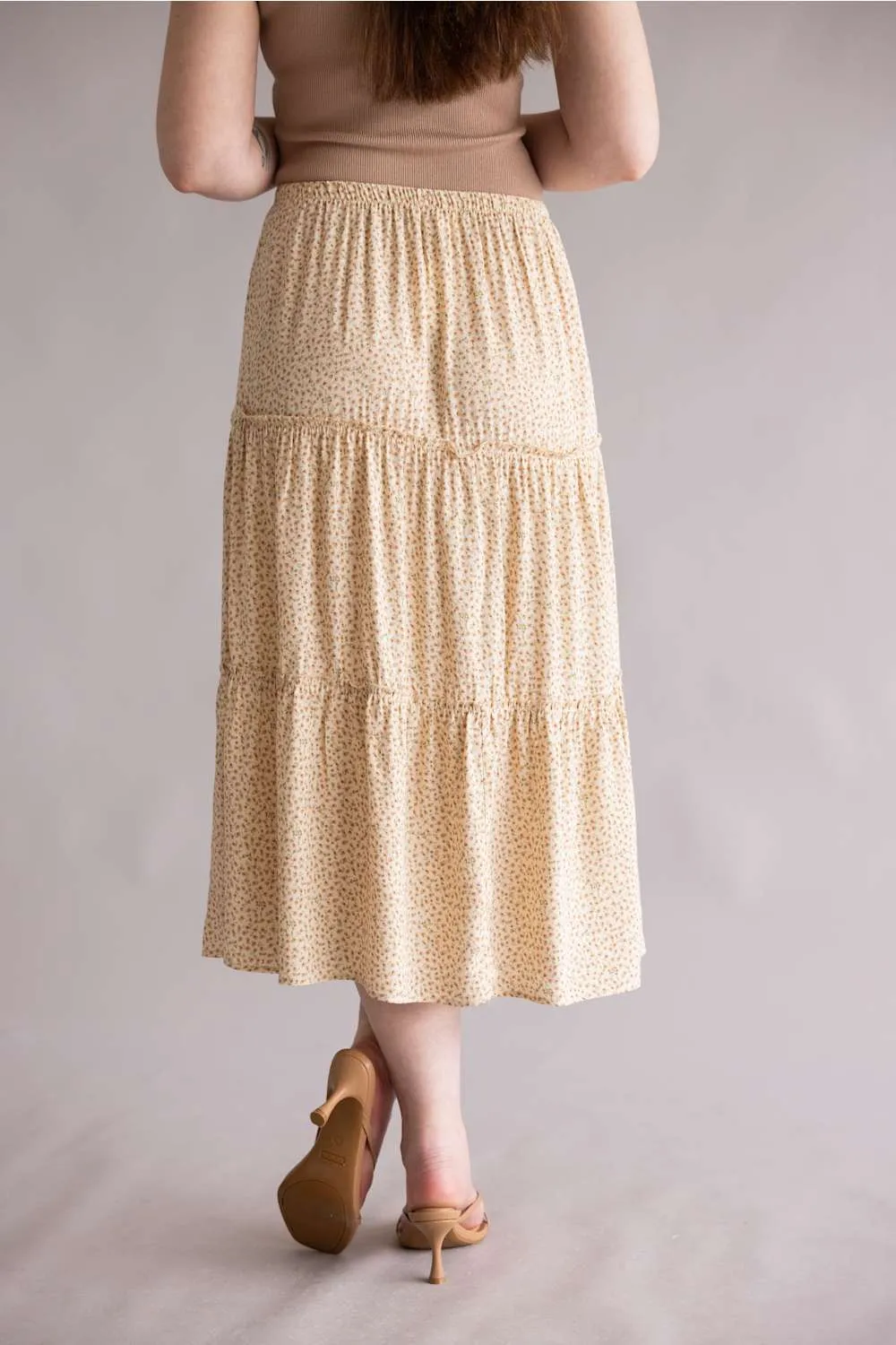 Floral Tiered Midi Skirt for Women in Natural | 71173-NATURAL sold by Glik’s product image thumbnail 3