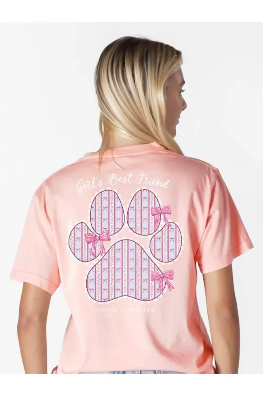 Simply Southern Girls Best Friend T-Shirt for Women in Light Peach | MINWASH-FRIEND-LTPCH made by Simply Southern