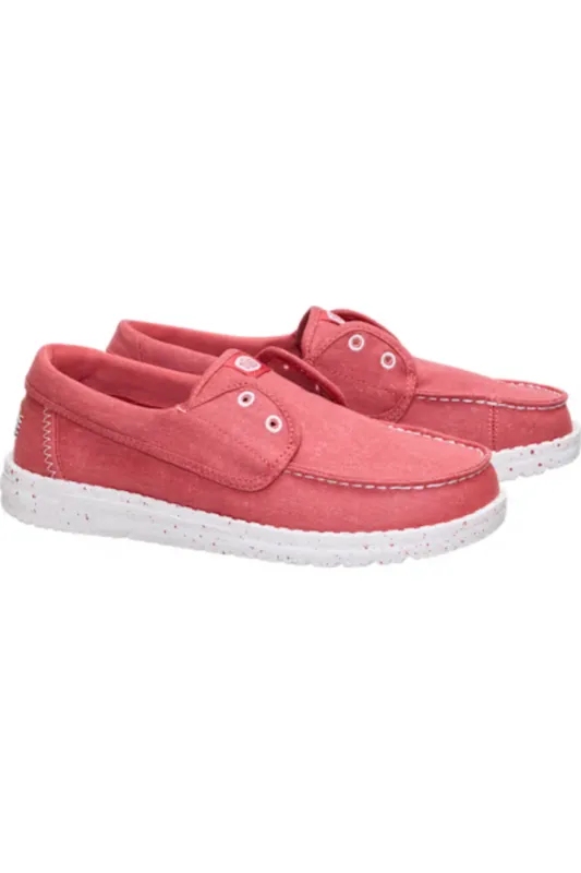HEYDUDE Women’s Wendy Cru Stretch Canvas Shoes in Washed Red | 45154-6ZJ sold by Glik’s