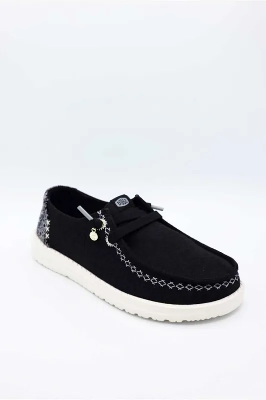 HEYDUDE Womens Wendy Break Surf Jersey Shoes in Black Multi | 45217-0C4 sold by Glik’s