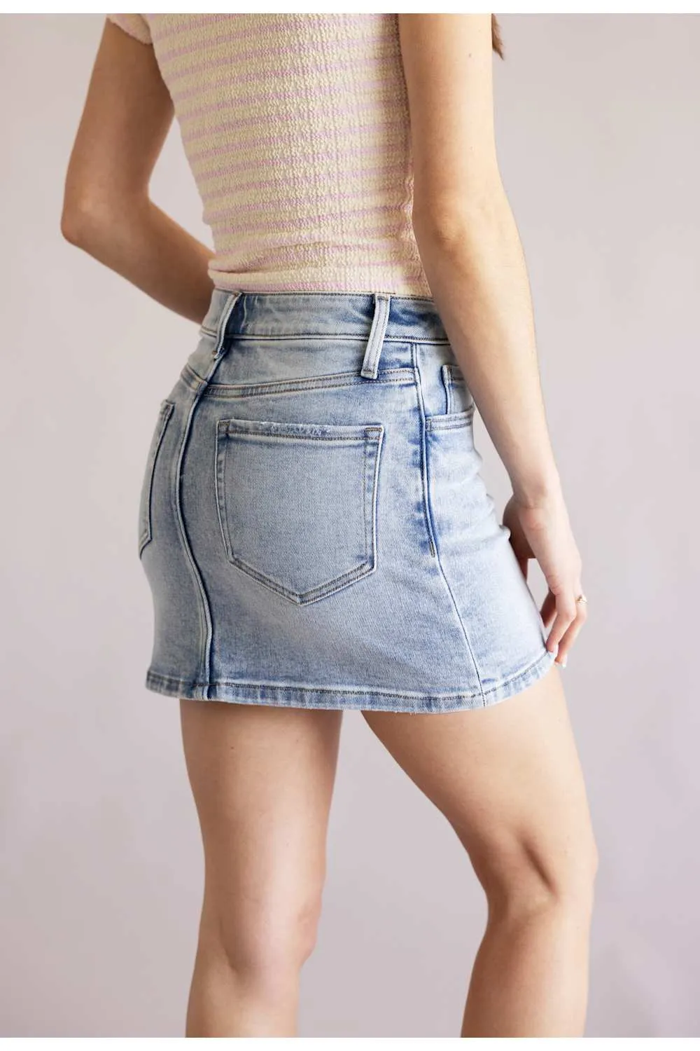 Vervet High Rise Denim Mini Skirt for Women | T5963N sold by Glik’s product image thumbnail 2
