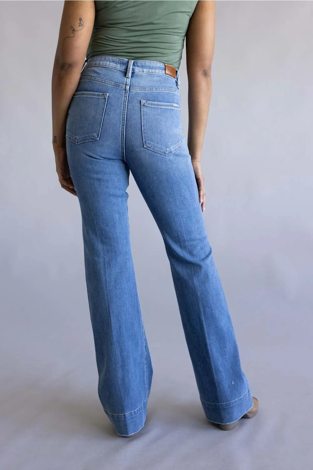 Risen Mid Rise Tummy Control Flare Jeans for Women | PF21652-MD sold by Glik’s product image thumbnail 5