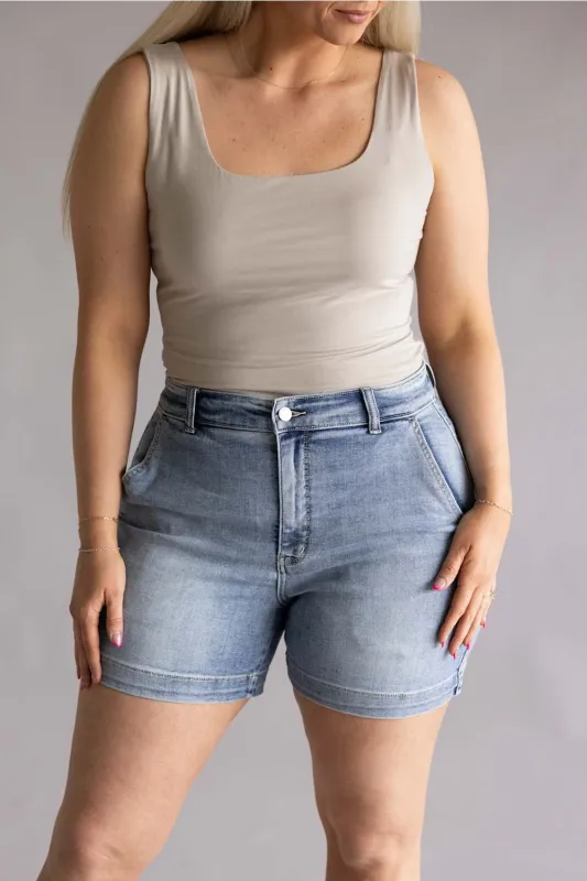 Judy Blue High Rise Trouser Denim Shorts for Women | 15289REG made by Judy Blue