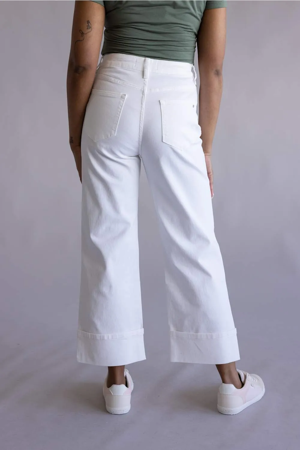 Mica High Rise Crop Wide Jeans for Women in White | MDP-W3025WH sold by Glik’s product image thumbnail 4