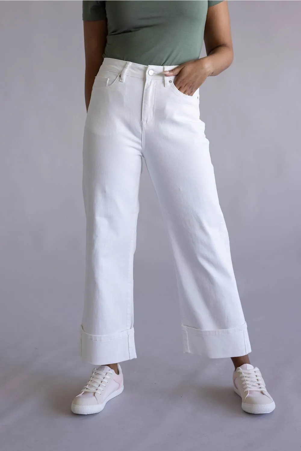 Mica High Rise Crop Wide Jeans for Women in White | MDP-W3025WH sold by Glik’s product image thumbnail 3