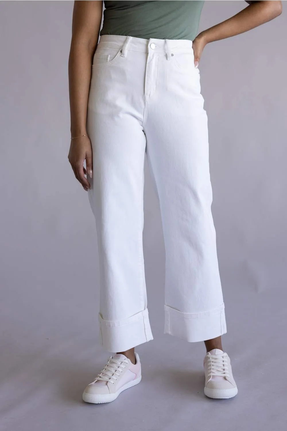 Mica High Rise Crop Wide Jeans for Women in White | MDP-W3025WH sold by Glik’s product image thumbnail 2