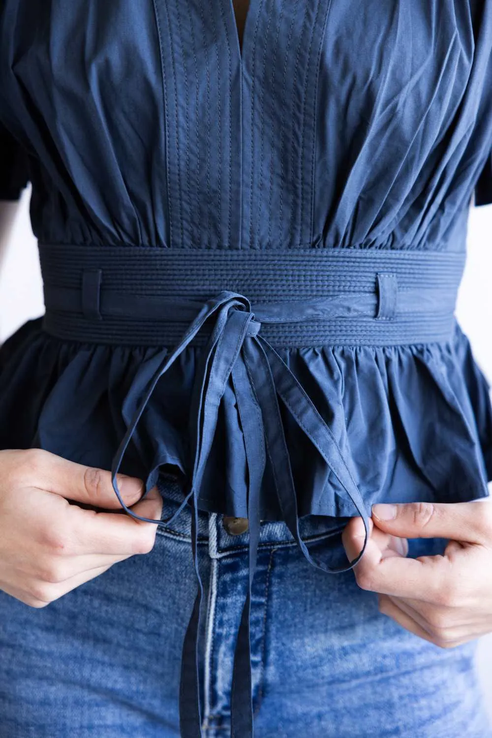 Flutter Sleeve Peplum Top for Women in Navy | T-50116-H-NVY sold by Glik’s product image thumbnail 3