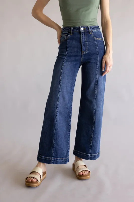 Risen High Rise Trouser Jeans for Women | RDP5687-DK made by Risen