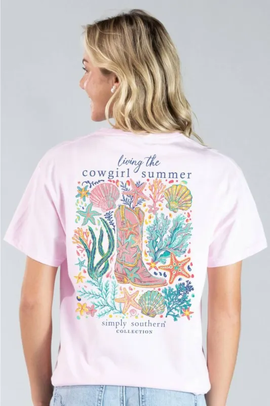 Simply Southern Cowgirl Summer T-Shirt for Women in Peony Pink | SS-COWGIRL-PEONY made by Simply Southern