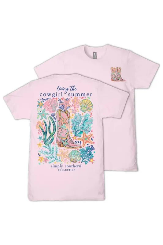 Simply Southern Plus Size Cowgirl Summer T-Shirt for Women in Peony Pink | EXT-SS-COWGIRL-PEONY made by Simply Southern