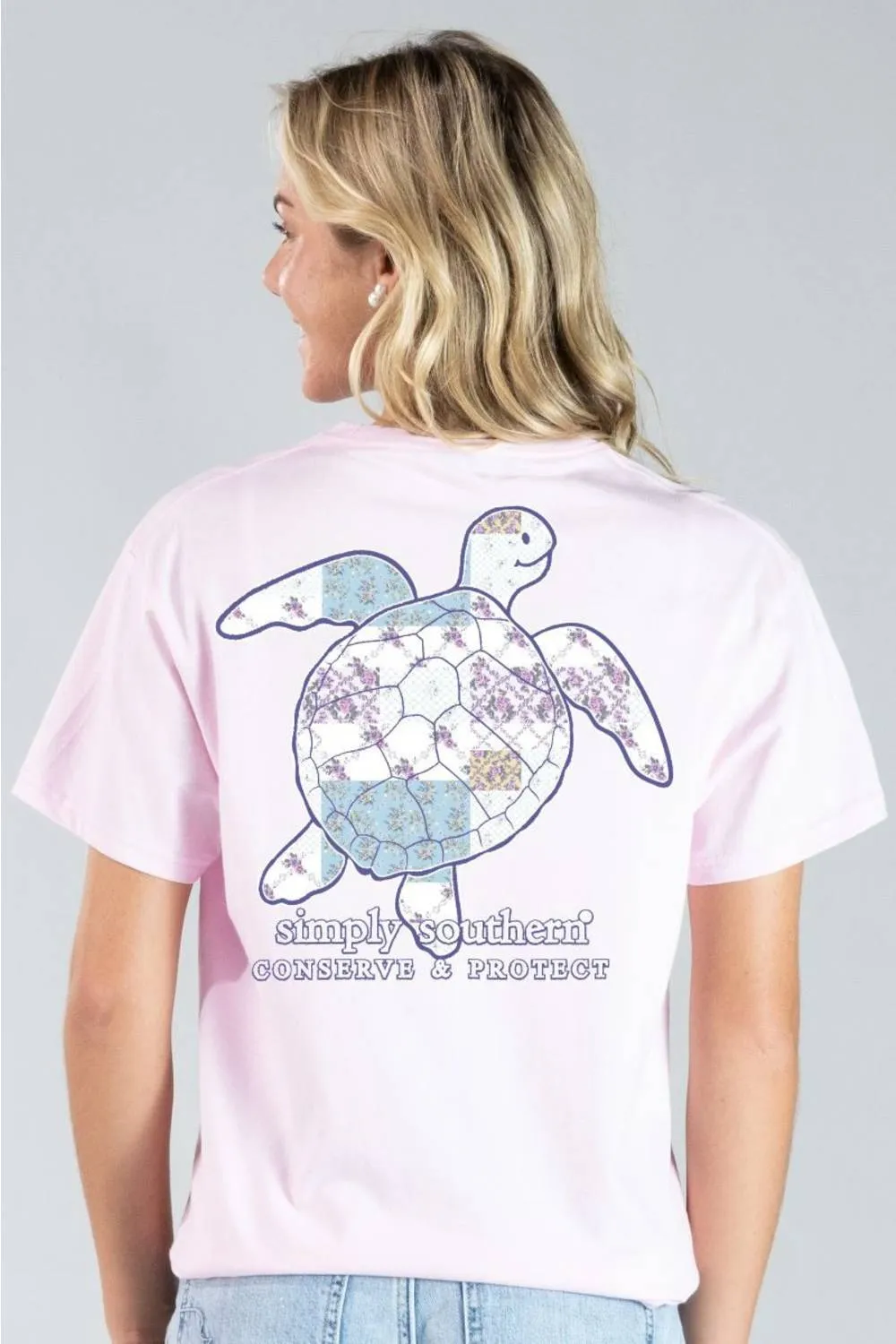 Simply Southern Turtle Tracking T-Shirt for Women in Peony | SS-TRACKT5-PATCH-PEONY sold by Glik’s