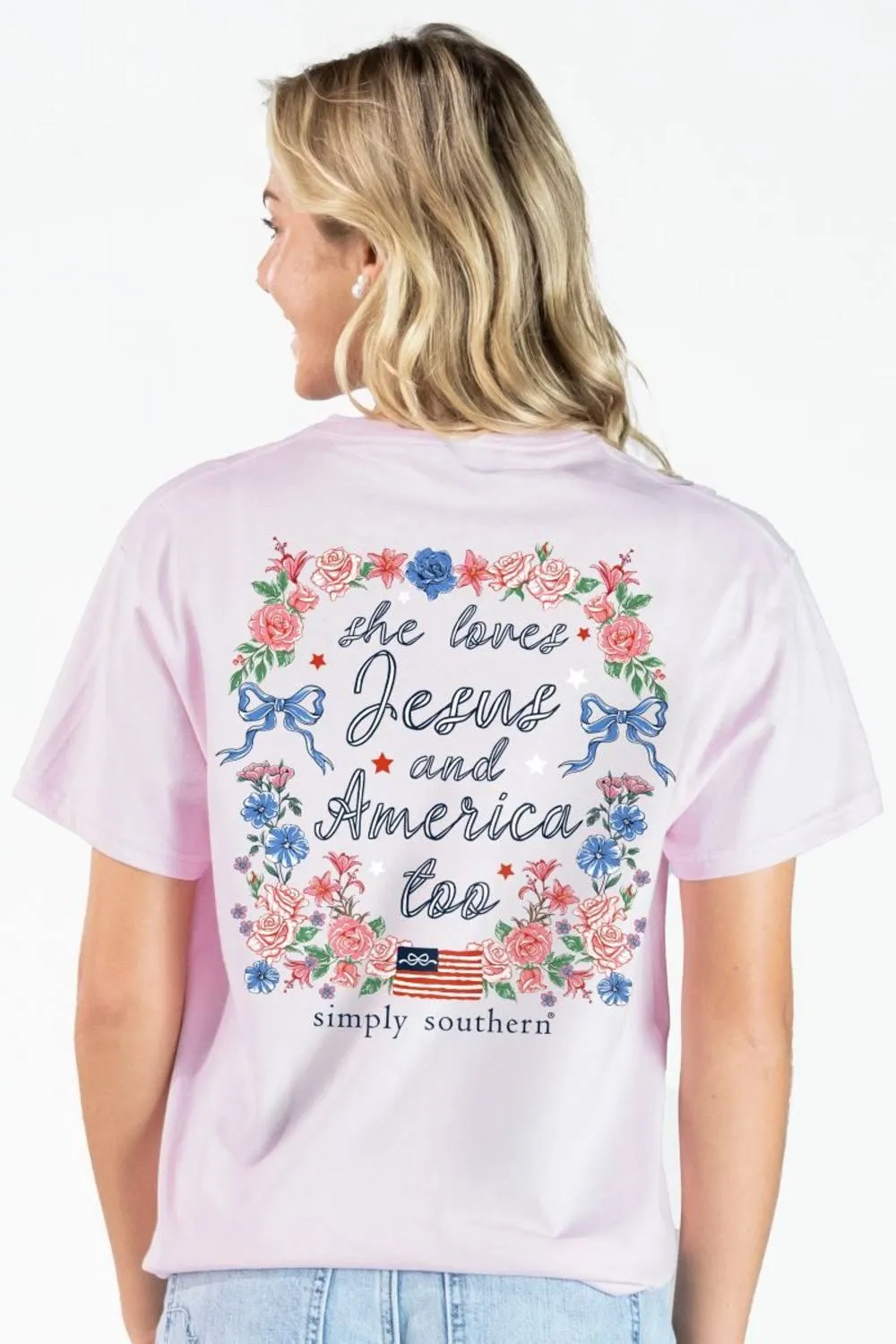 Simply Southern She Loves Jesus T-Shirt for Women in Peony Pink | SS-JESUS-PEONY sold by Glik’s