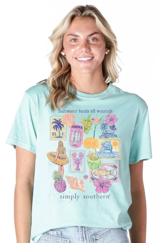 Simply Southern Saltwater Mineral Wash T-Shirt for Women in Tidepool | MINWASH-SALT-TIDEPL made by Simply Southern