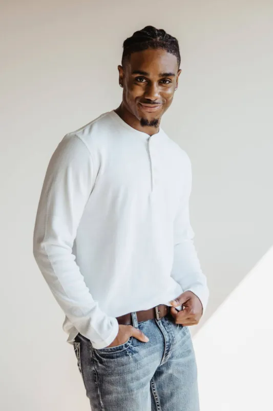 Weatherproof Vintage Long Sleeve Waffle Henley Shirt for Men in White | F233093GK-WHT sold by Glik’s