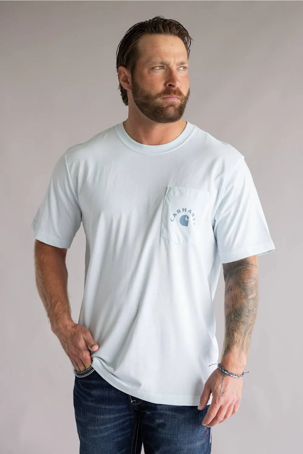 Carhartt Irvine Relaxed Work T-Shirt for Men in Fog | 107317-HN6-FOG sold by Glik’s