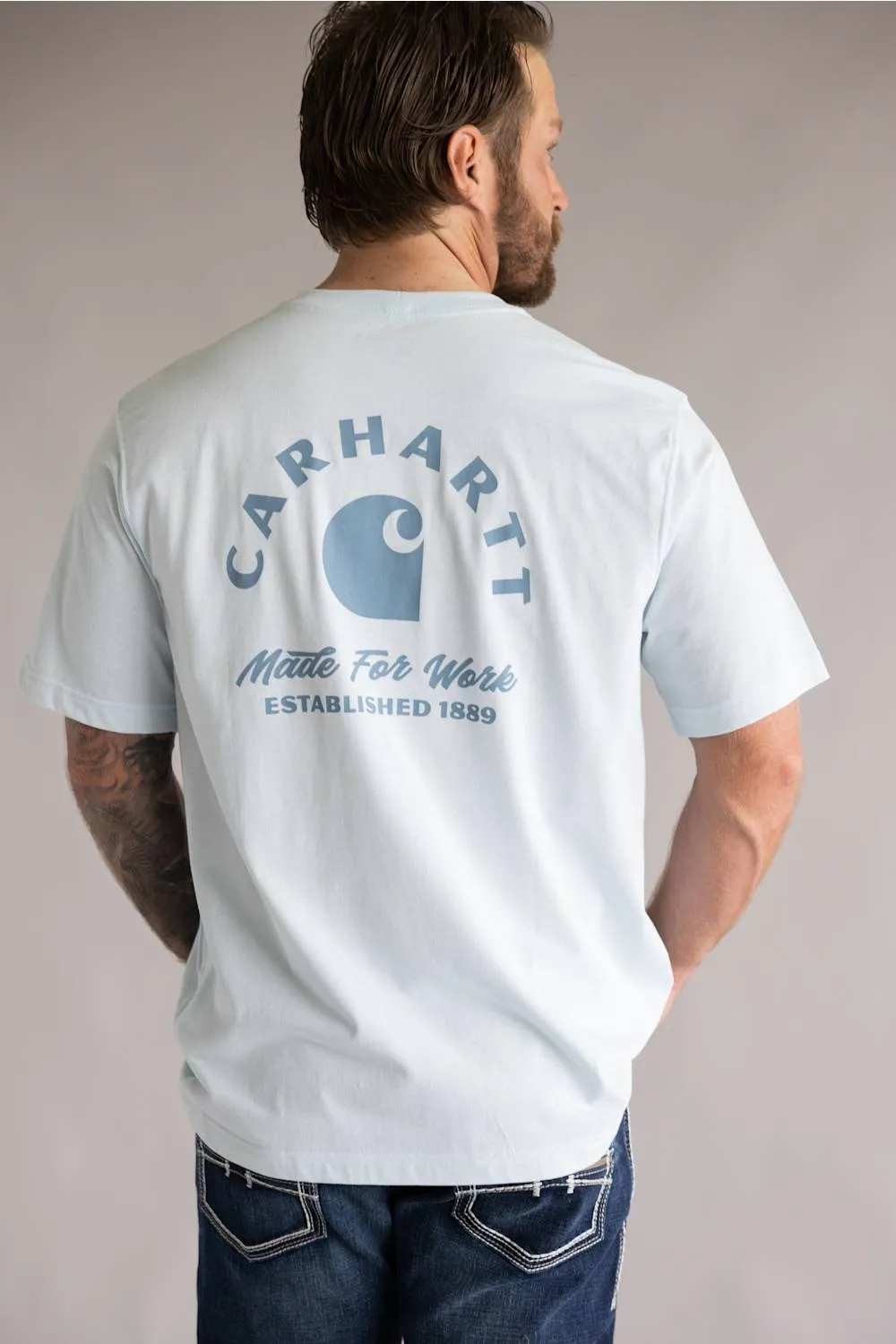 Carhartt Irvine Relaxed Work T-Shirt for Men in Fog | 107317-HN6-FOG sold by Glik’s product image thumbnail 3