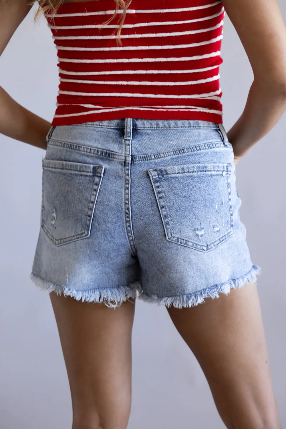 Mica High Rise Fray Hem Denim Shorts for Women | MDP-H3069R sold by Glik’s product image thumbnail 4