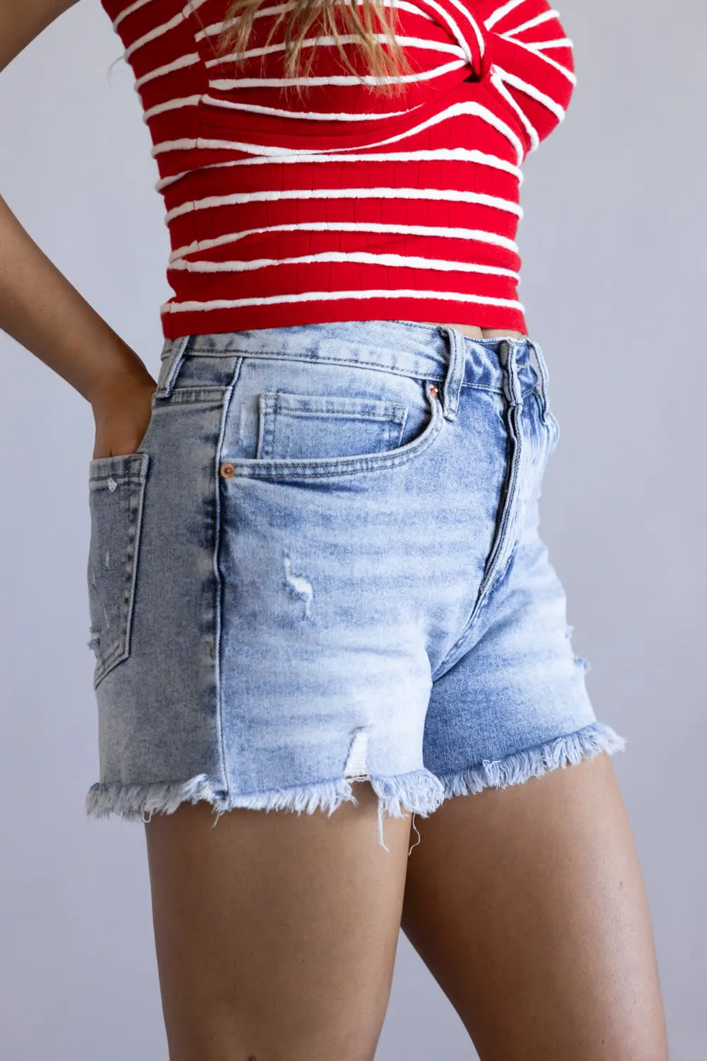 Mica High Rise Fray Hem Denim Shorts for Women | MDP-H3069R sold by Glik’s product image thumbnail 3