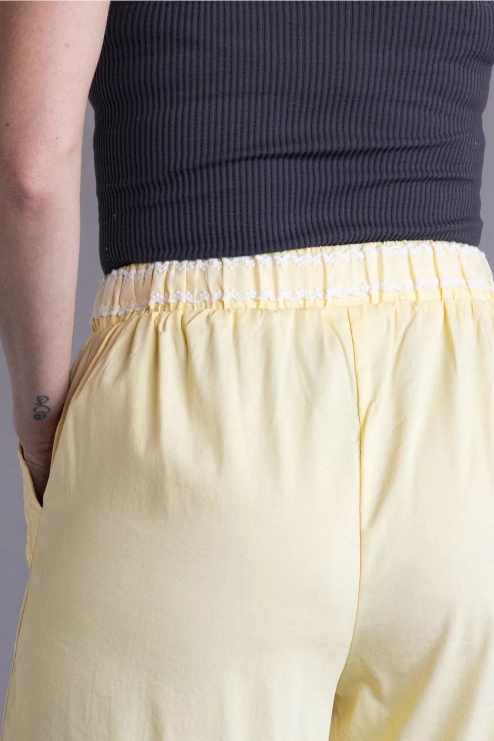 Lace Trim Drawstring Pants for Women in Yellow | NP70979-YELLOW sold by Glik’s product image thumbnail 5