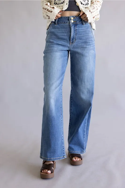 Judy Blue High Rise Column Trouser Wide Leg Jeans for Women | 82696REG made by Judy Blue