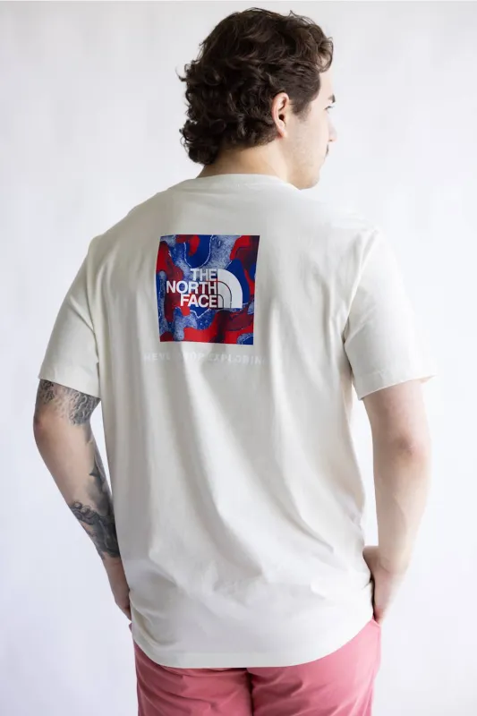 The North Face Red White & Blue Tee for Men in White Dune | NF0A8GPQ-QLI made by Glik’s