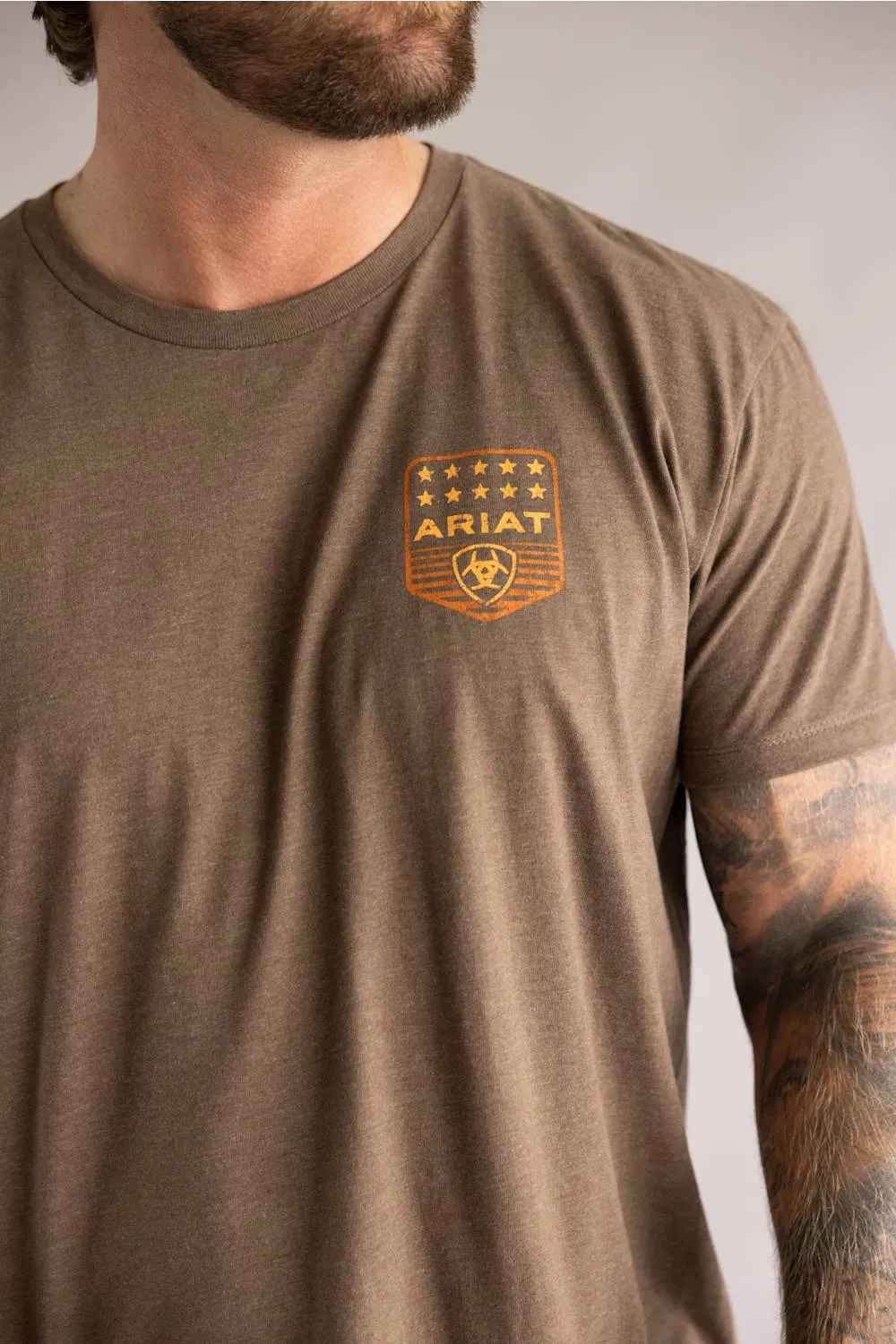 Ariat Stripe Patriotic Badge T-Shirt for Men in Brown Heather | 10073963-BROWN HEATHER sold by Glik’s product image thumbnail 4