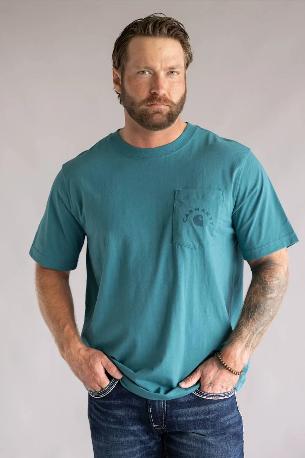 Carhartt Irvine Relaxed Work T-Shirt for Men in Teal | 107317-G03-TEAL sold by Glik’s product image thumbnail 2