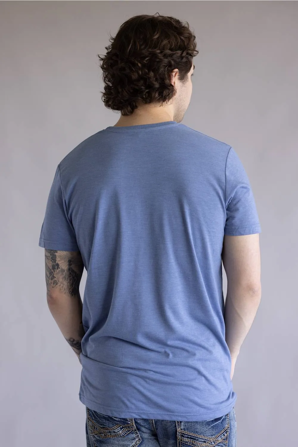 Basic Crewneck T-Shirt for Men in Dusty Blue | 3750-DUSTBLUE sold by Glik’s product image thumbnail 4