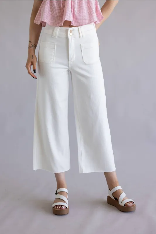 Judy Blue High Rise Crop Wide Leg Jeans for Women in White | 881077REG made by Judy Blue