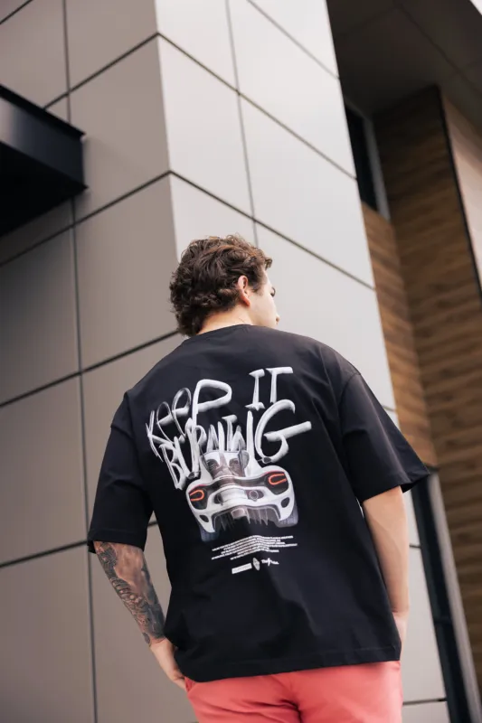 Car Graphic T-Shirt for Men in Black | CKTS-D380 BLACK made by Cactus