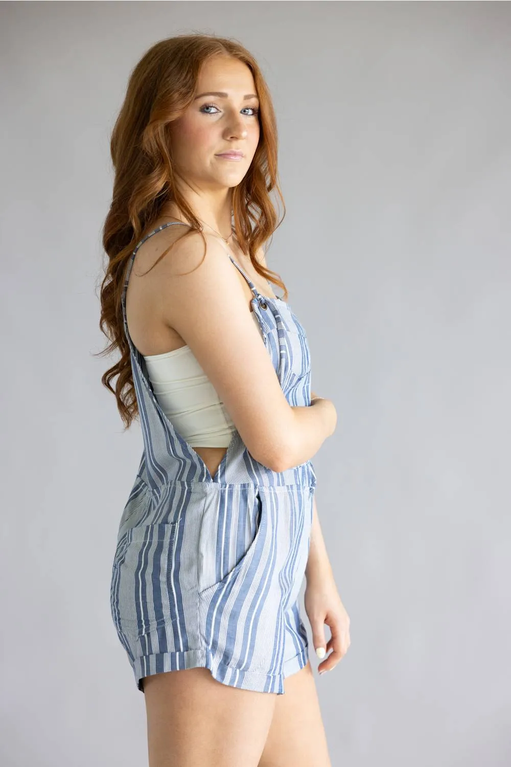 Adjustable Striped Romper for Women in Blue | B5A50-SK45-BLUE sold by Glik’s product image thumbnail 5