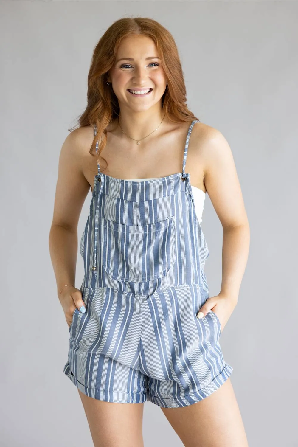 Adjustable Striped Romper for Women in Blue | B5A50-SK45-BLUE sold by Glik’s product image thumbnail 4