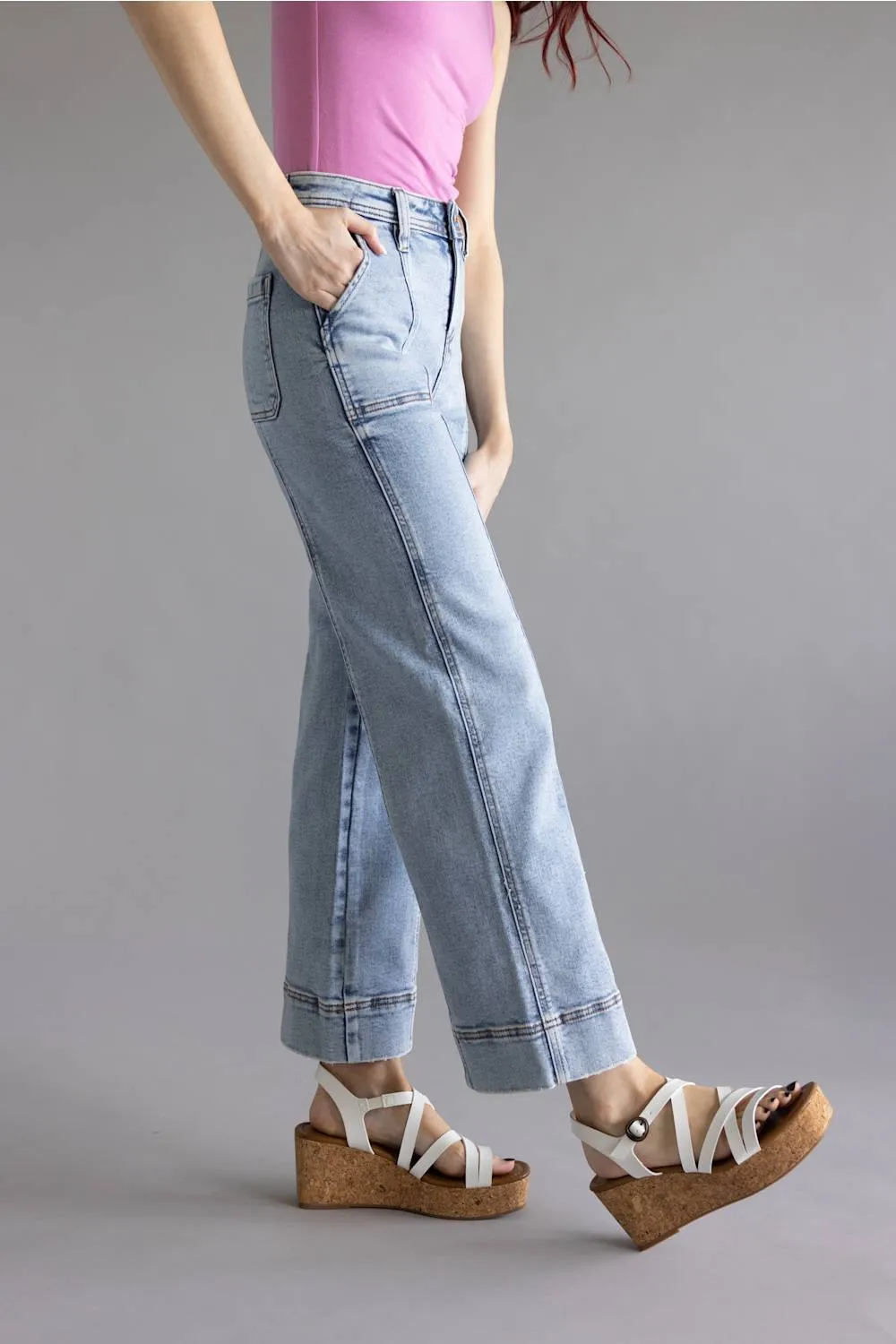 Risen High Rise Crop Straight Jeans for Women | PSC21072-LT sold by Glik’s product image thumbnail 2