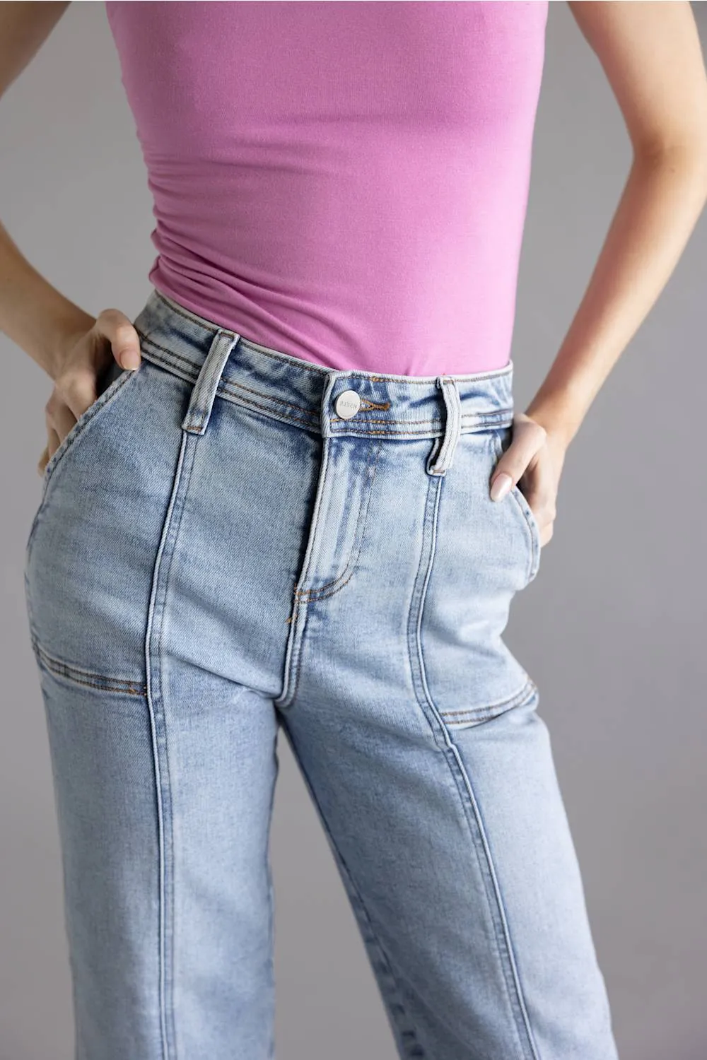 Risen High Rise Crop Straight Jeans for Women | PSC21072-LT sold by Glik’s product image thumbnail 3