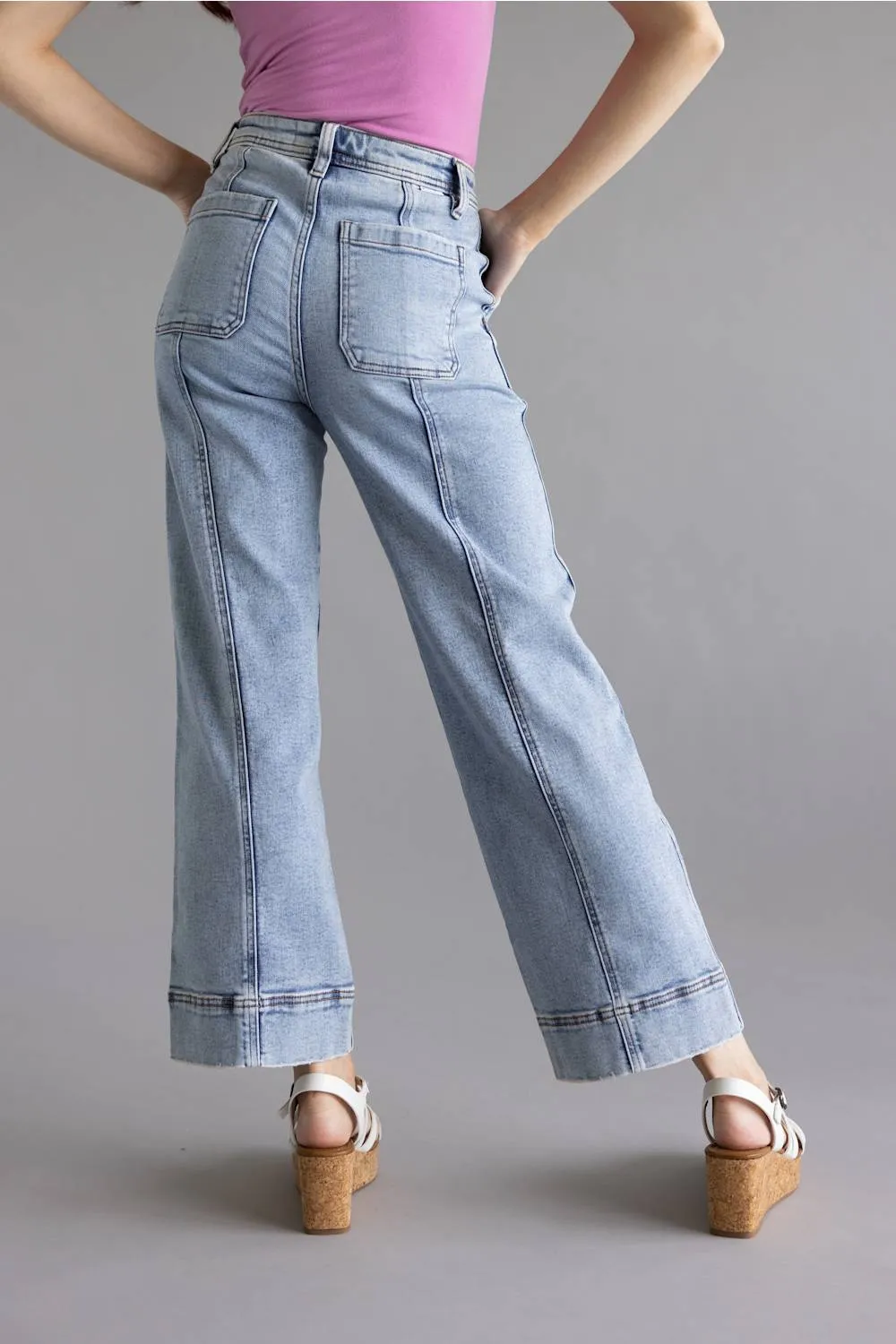 Risen High Rise Crop Straight Jeans for Women | PSC21072-LT sold by Glik’s product image thumbnail 4
