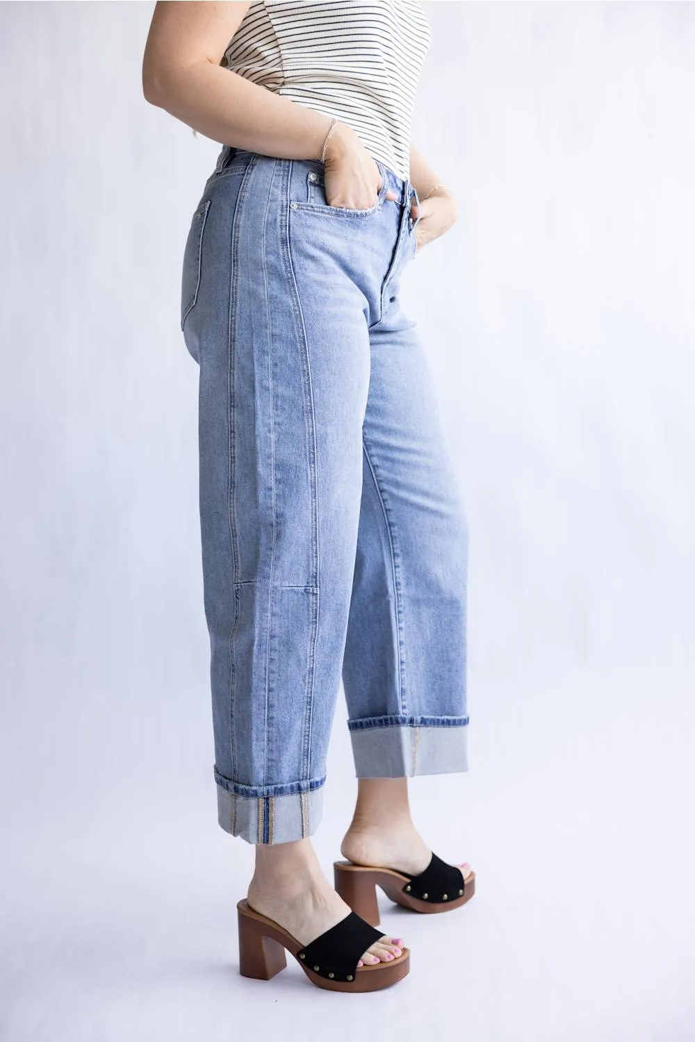 Mica High Rise Cuffed Barrel Jeans for Women | MDP-W3525LT sold by Glik’s product image thumbnail 3