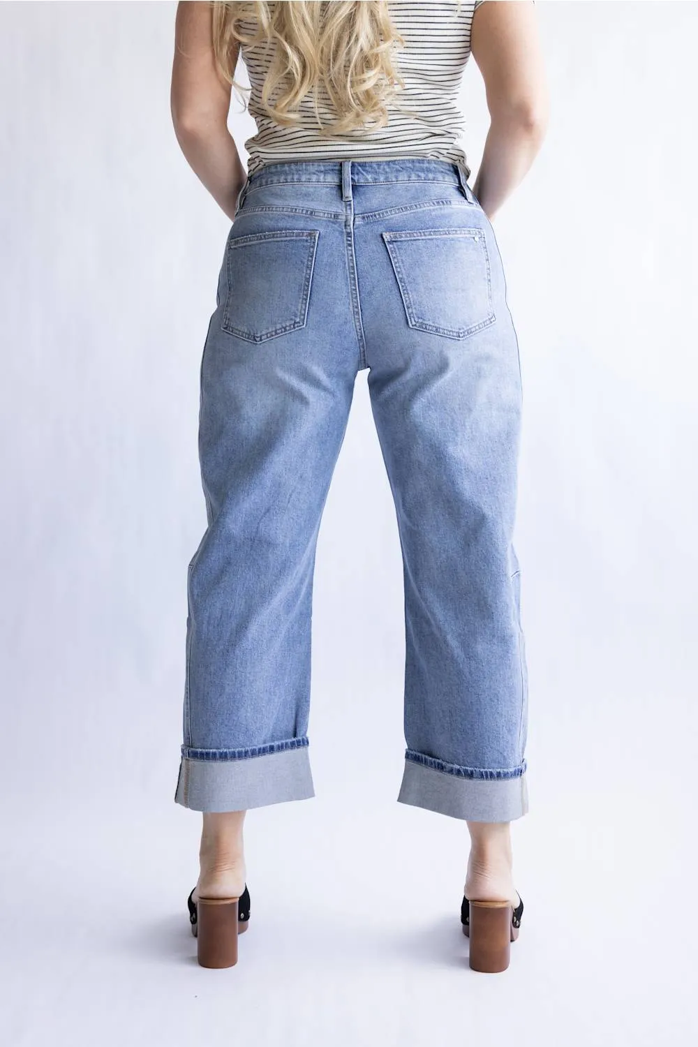 Mica High Rise Cuffed Barrel Jeans for Women | MDP-W3525LT sold by Glik’s product image thumbnail 4