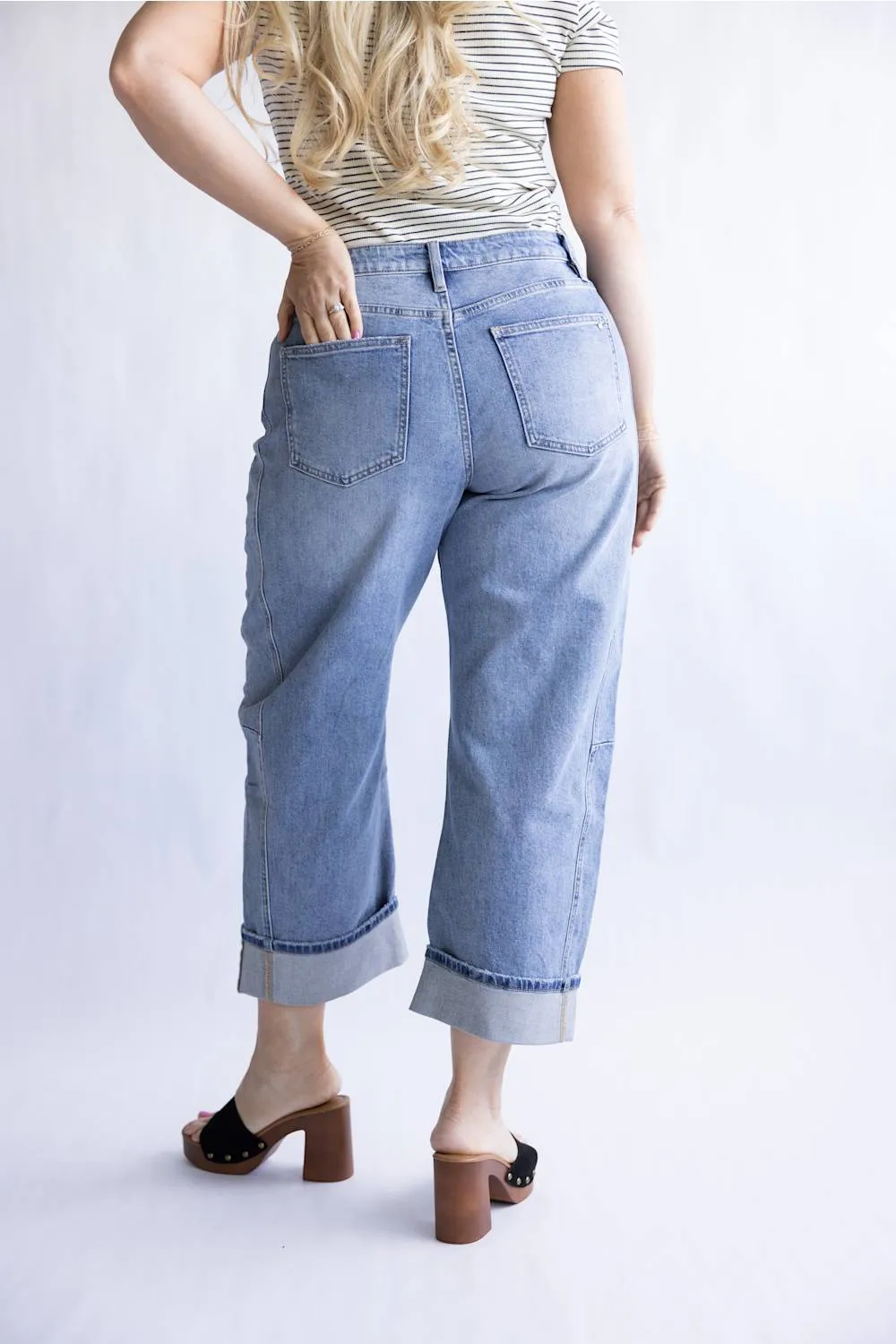 Mica High Rise Cuffed Barrel Jeans for Women | MDP-W3525LT sold by Glik’s product image thumbnail 2