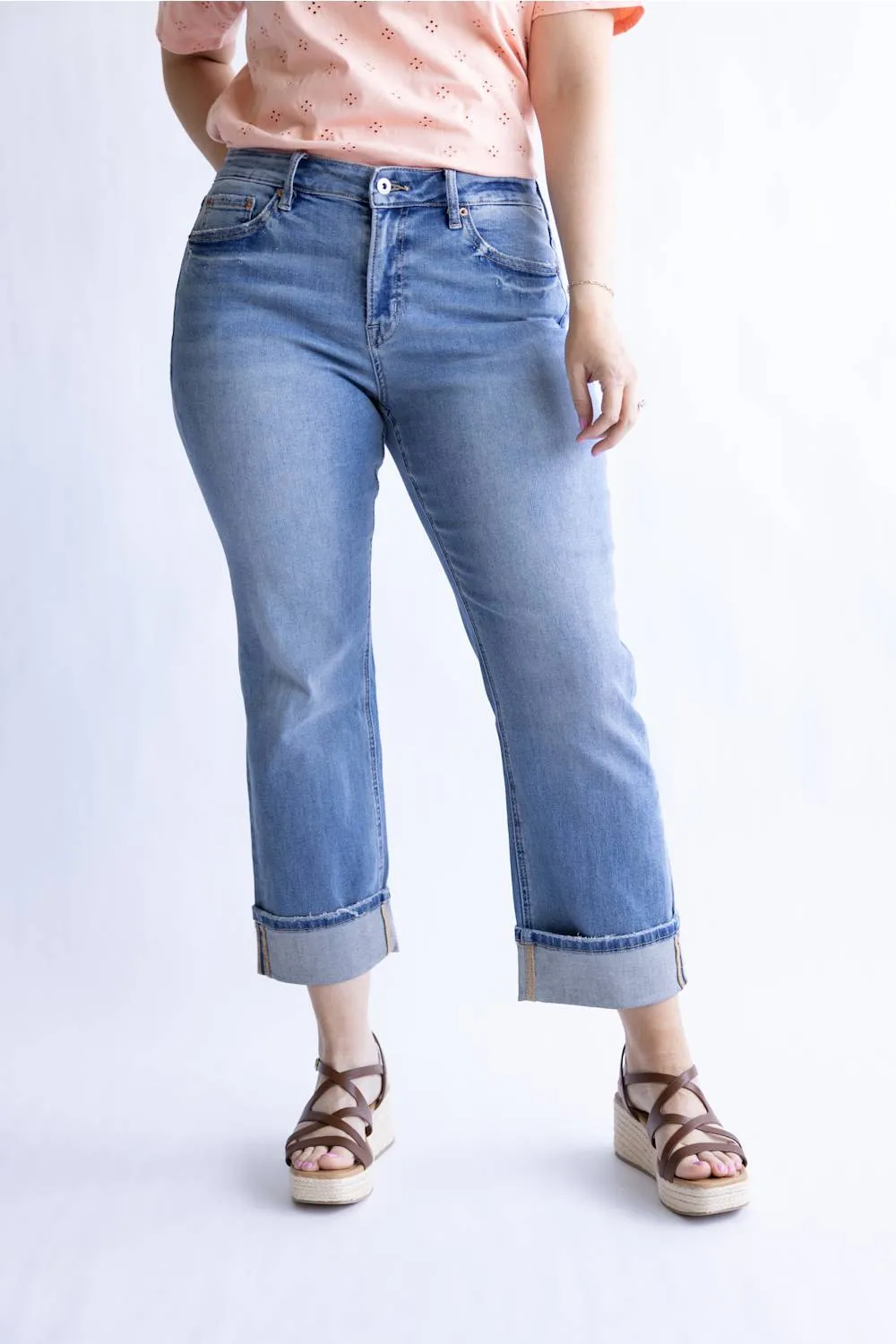 Mica Mid Rise Crop Straight Leg Cuffed Jeans for Women | MDP-T3865 sold by Glik’s product image thumbnail 5