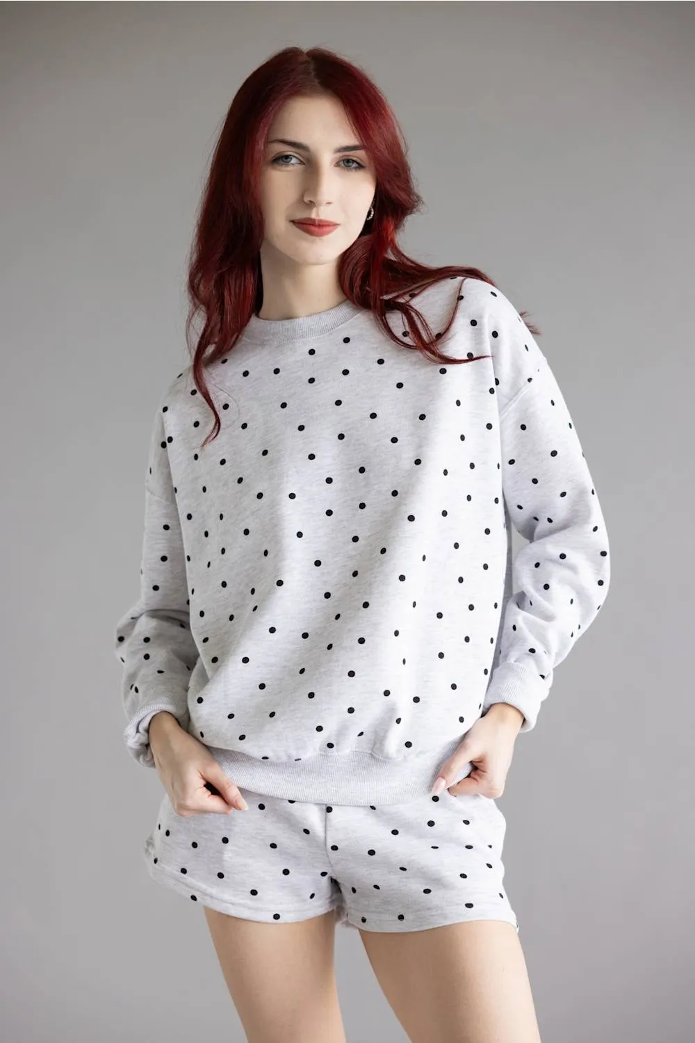 Polka Dot Fleece Crewneck for Women sold by Glik’s