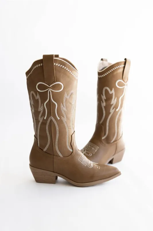 Top Moda Willa Bow Cowgirl Boots for Women in Camel | WILLA-32 made by TOP Moda