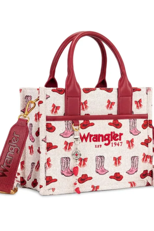 Wrangler Western Print Cowgirl Tote Crossbody Bag for Women in Pink | WG524-8120S-PK made by Montana West