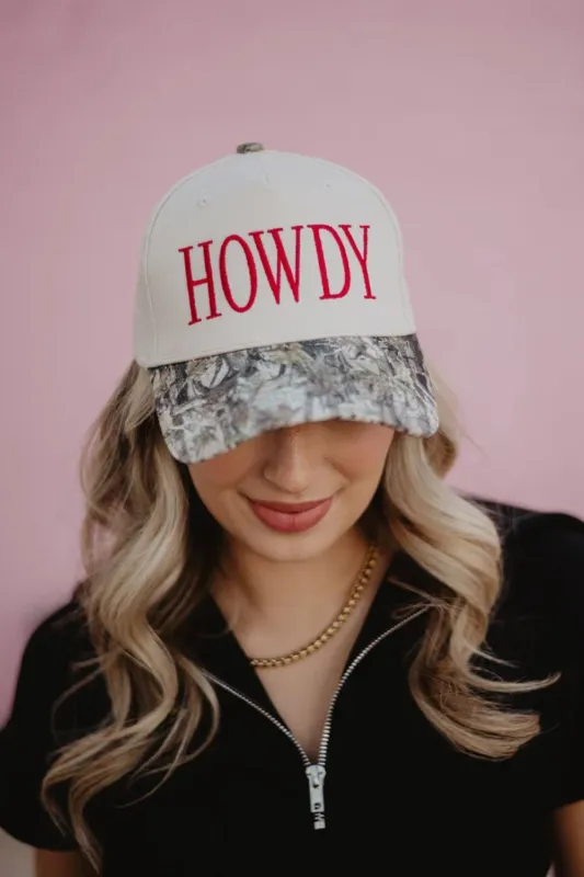 Howdy Trucker Hat for Women in Camo/Tan | KDC-BC-1188-CMO-TAN made by Katydid