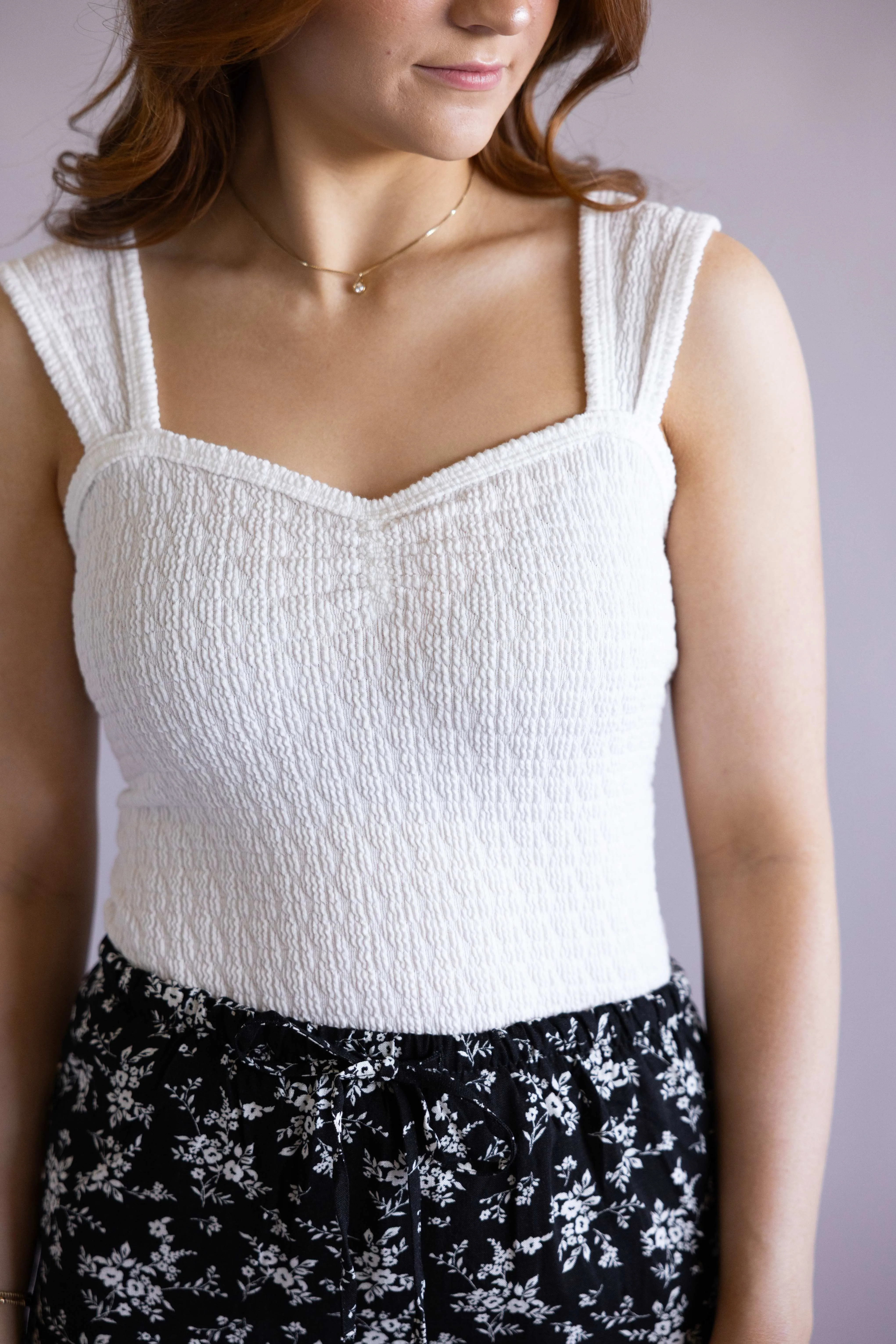 Ruched Tank Top for Women in White | MTL736-RSQ-OFFWHITE sold by Glik’s