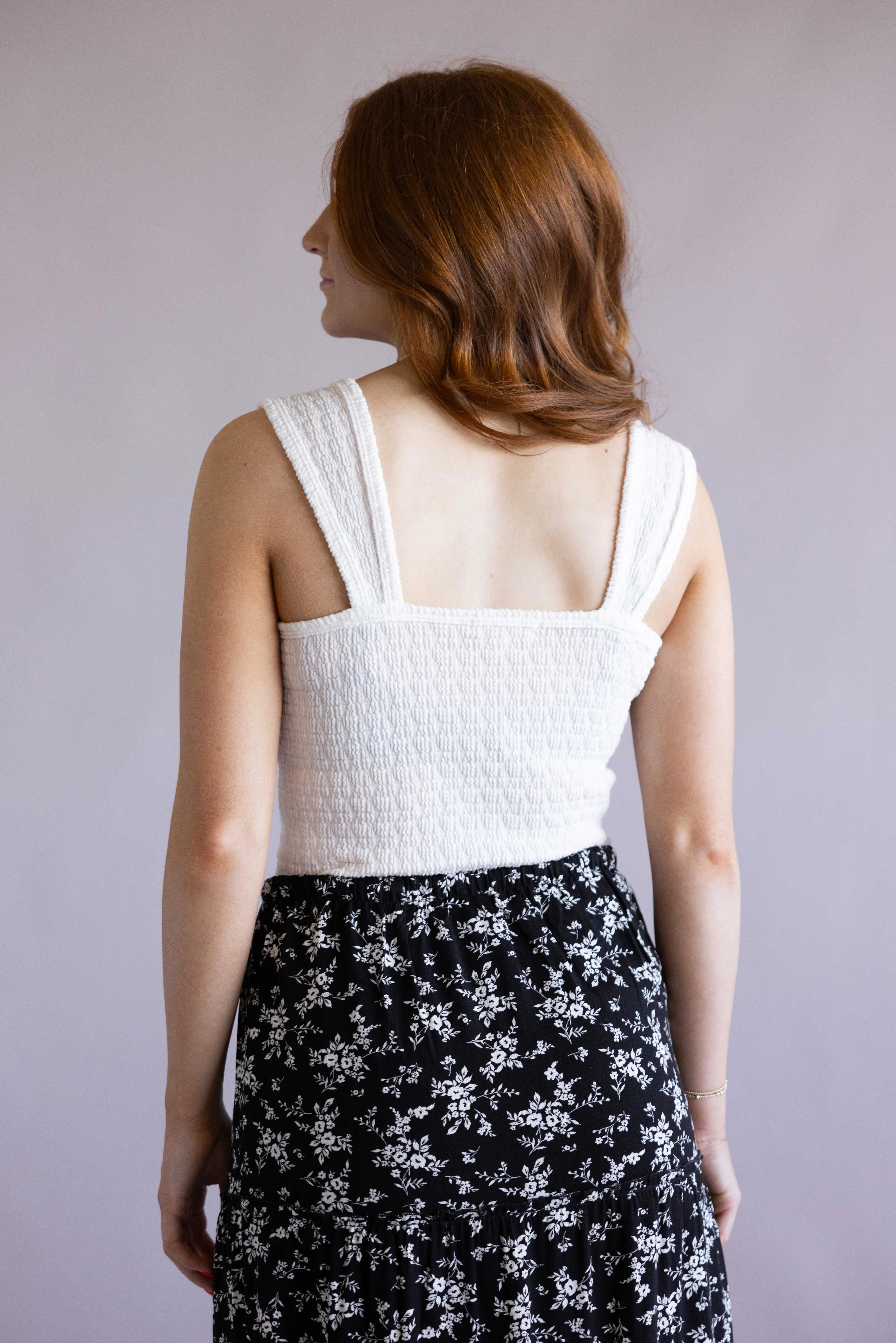 Ruched Tank Top for Women in White | MTL736-RSQ-OFFWHITE sold by Glik’s product image thumbnail 4